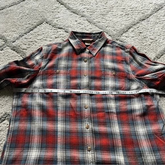 Duluth Trading Company plaid flannel shirt button front red blue large - Picture 4 of 5
